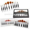 Beauty Accessory Makeup Factory 10 PCS Ensemble de brosse à maquillage ovale avec poignée flexible noire